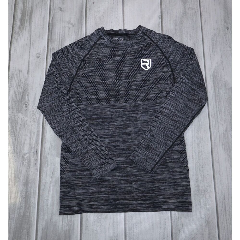 Rise Fitness Men's Softest Long Sleeve Athletic Breathable Shirt Black Size M